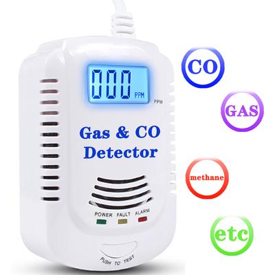 2 In 1 Combustible Natural Gas Leak Detector Carbon Monoxide Sensor LCD Display Two Power Supply Methods Alarm System For Home
