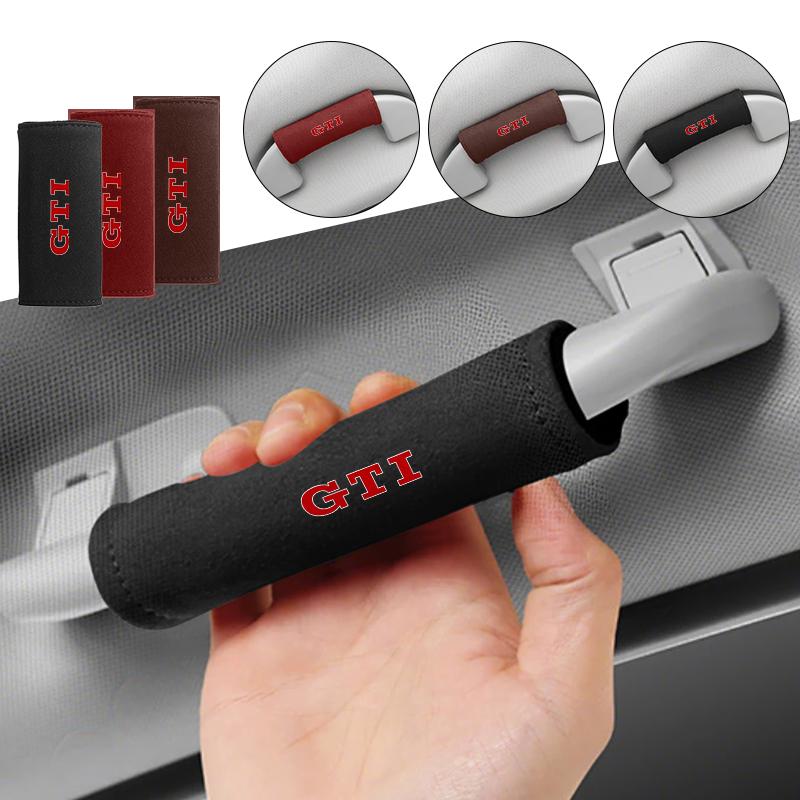 abcd1 2PCS Car Door Inner Handle Protective Cover Fur Protector Case Accessories For Volkswagen VW GTI Passat Golf Tiguan Polo