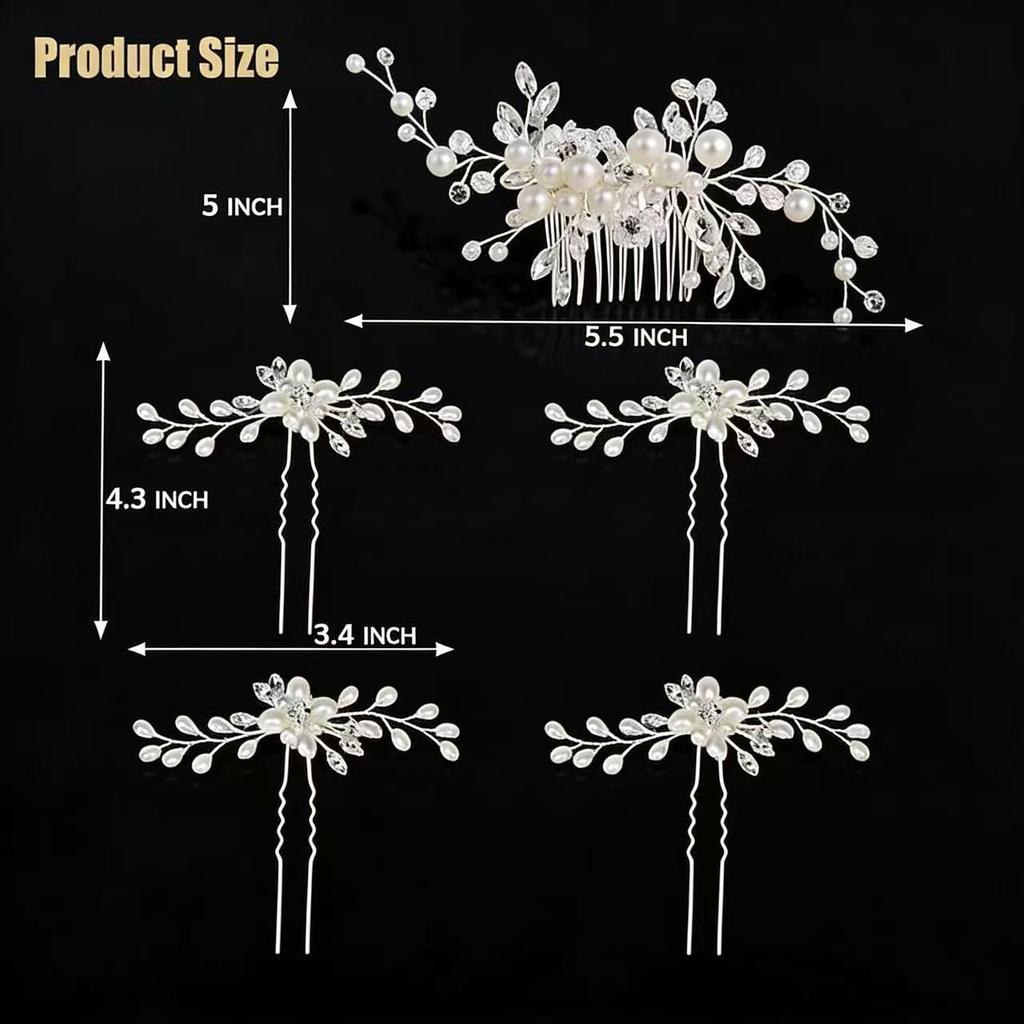 Pente de Cabelo para Casamento de Noiva 2025: Elegante Adorno de Cabeça com Pérolas e Strass para Banquetes