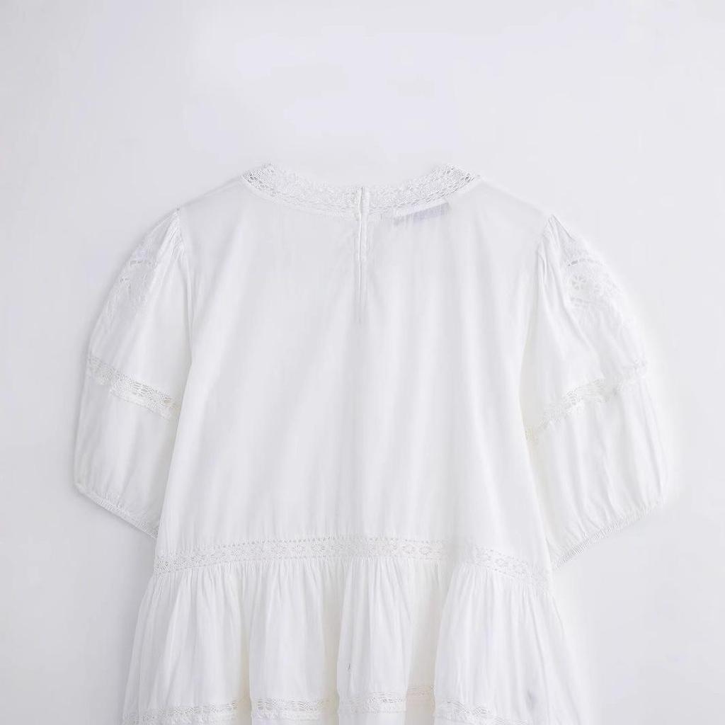 TAOP&ZA Women's Elegant Embroidered Short Sleeve Shirt - Spring/Summer