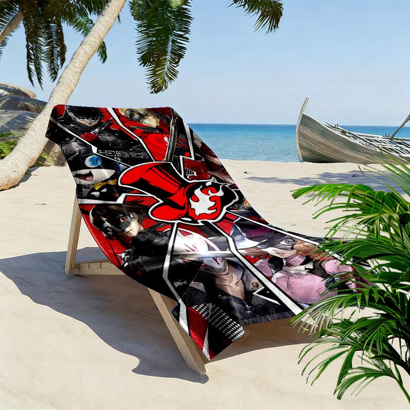Colorful anime style 2D Flat Print Beach Towel, Large Soft Quick Dry Towel for Beach Camping SwimmingXSTJ0915477
