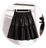 Fluffy Autumn 2025 Women's PU Leather High-Waisted A-Line Pleated Midi Skirt