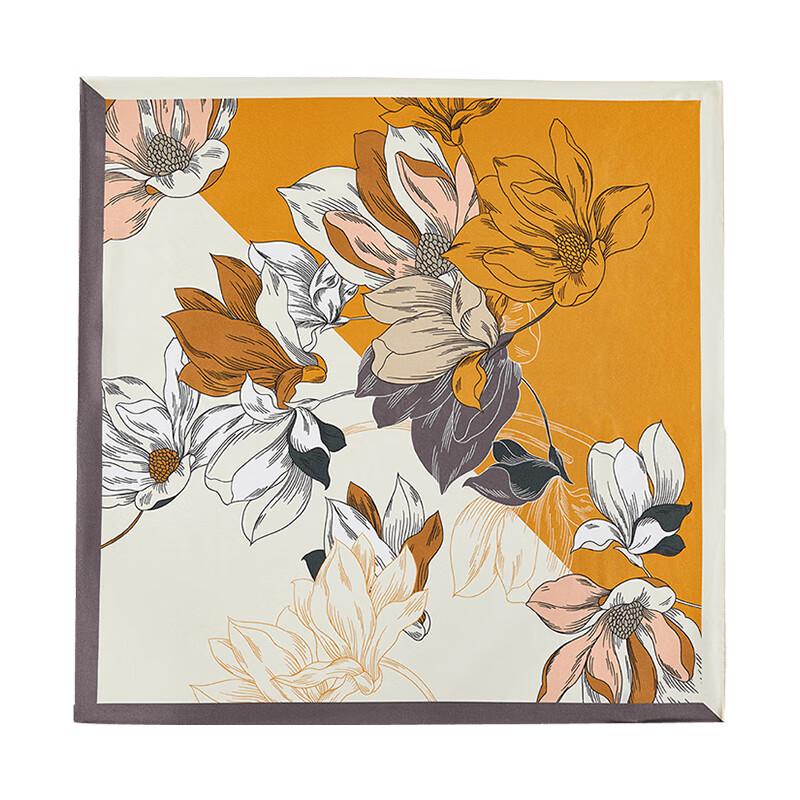 Wanshili 100% Mulberry Silk Square Scarf - Magnolia Ode 75cm