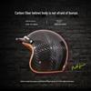 Retro Carbon Fiber Motorcycle Helmet, Three-Quarter Design for Men and Women