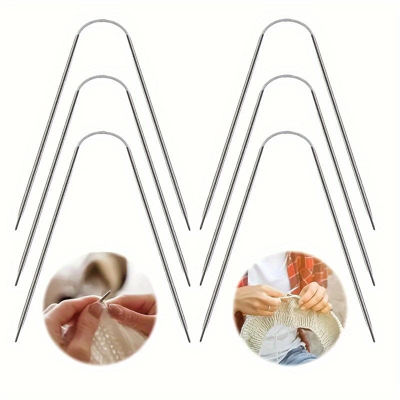 3 Stk./Set Flexible Stricknadeln mit Doppelspitze für Socken, Mützen, Fäustlinge, Handschuhe, Runde Stricknadeln Gut für Anfänger Metall-Sockennadeln