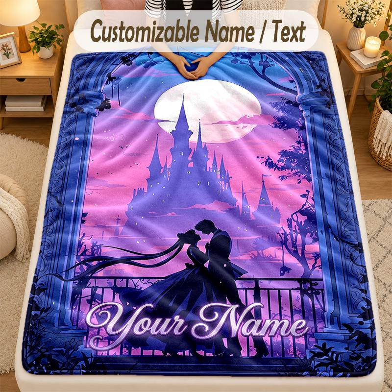 Flannel BlanketSailor Moon Custom Name Text Personalized Soft Warm Throw Blanket Home Decor Gift