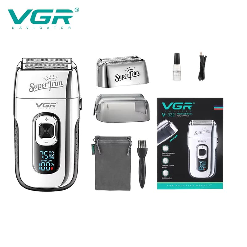 

VGR V-332 Electric Razor Electric Shaver Rechargeable Shaving Machine for Men Shaver Beard Razor Beard Trimmer Hair Trimmer with LEFD Digital Display срібний