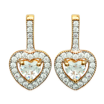 [L3722] - Gold Plated 'Love' Earrings - 15x8 Mm