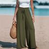 Women's Wide Leg Pants - TK Polyester Casual Comfort Solid Color Women's Long Pants