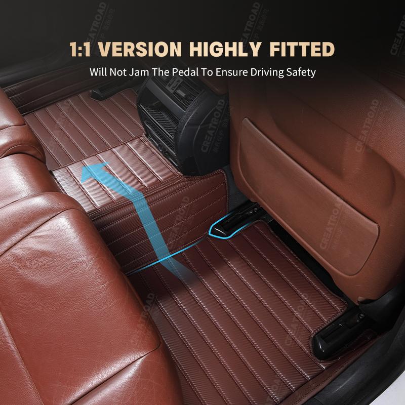 Carbon Fibre style Floor Mats For GAC Trumpchi GS8 7-Seat   Foot Carpet Cover Automobile Interior Accessories