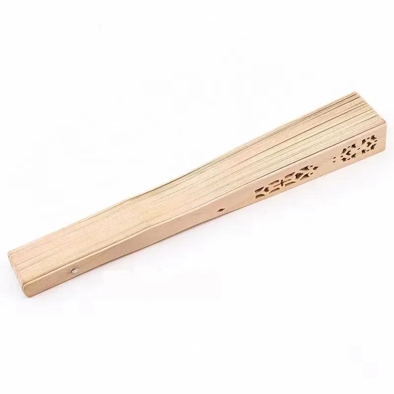 Chinese Vintage Simple Fashion Sandalwood Scented Folding Hollow Wooden Fans Hand Held Fans Accessories Gifts Decoration Supply