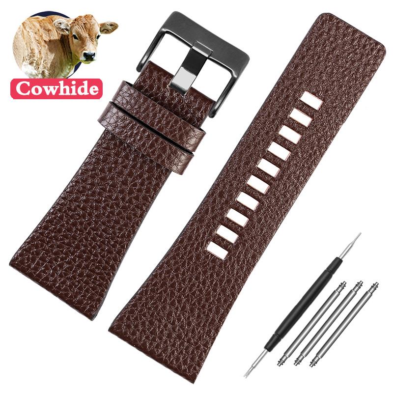 Curea de ceas din piele naturală Lea/pentru ceasuri Diesel DZ4386 1657 1399 1206 4323 Bandă neagră 22mm 24mm 26mm 27mm 28mm 30mm 32mm