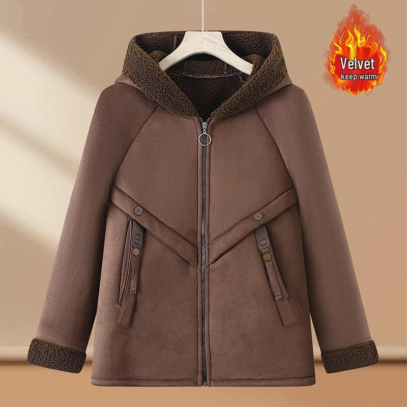 

Stylish Winter Fur-Lined Hooded Cotton Coat for Middle-Aged and Elderly Women - Warm, Thick, and Casual Jacket 3XL (120-135 jin)