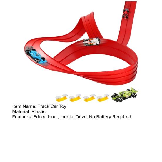 1 Set Kids Track Car Toy Kit with 8 Suction Cups Track Inertial Drive Alloy Car Connector DIY Toddlers Boys Girls Gravities Rail Car Educational Toy