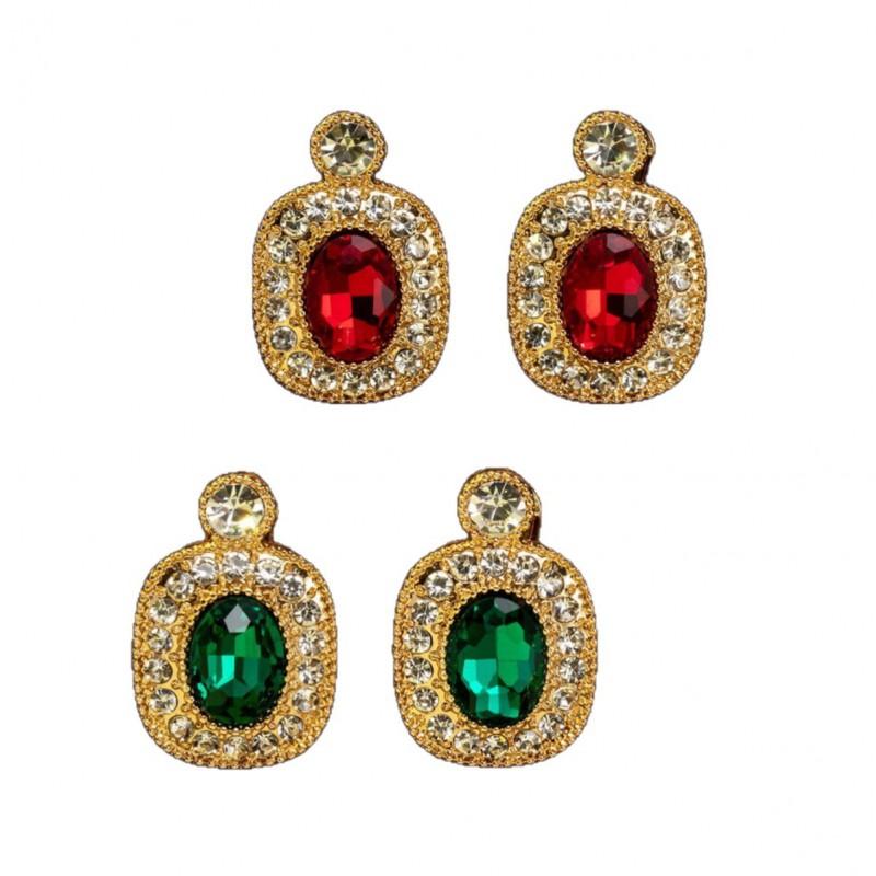 Vintage Emerald Zircon Earrings With A High-end Feel Featuring Palace Style Studded Antique Women