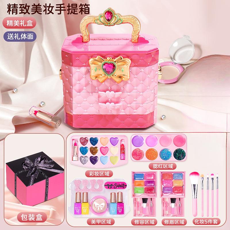 Kinderen wasbare make-up meisjes speelgoed - Kinderen make-up kit voor meisjes, echte make-up set, kleine meisjes make-up kit voor peuters kinderen pr