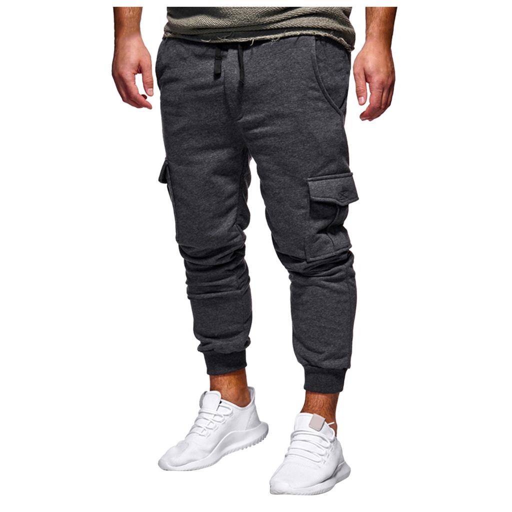 Herren-Cargohose, Baumwolle, Jogginghose, modisch, Jogger, Sport, lange Hose, Hose mit weiten Taschen