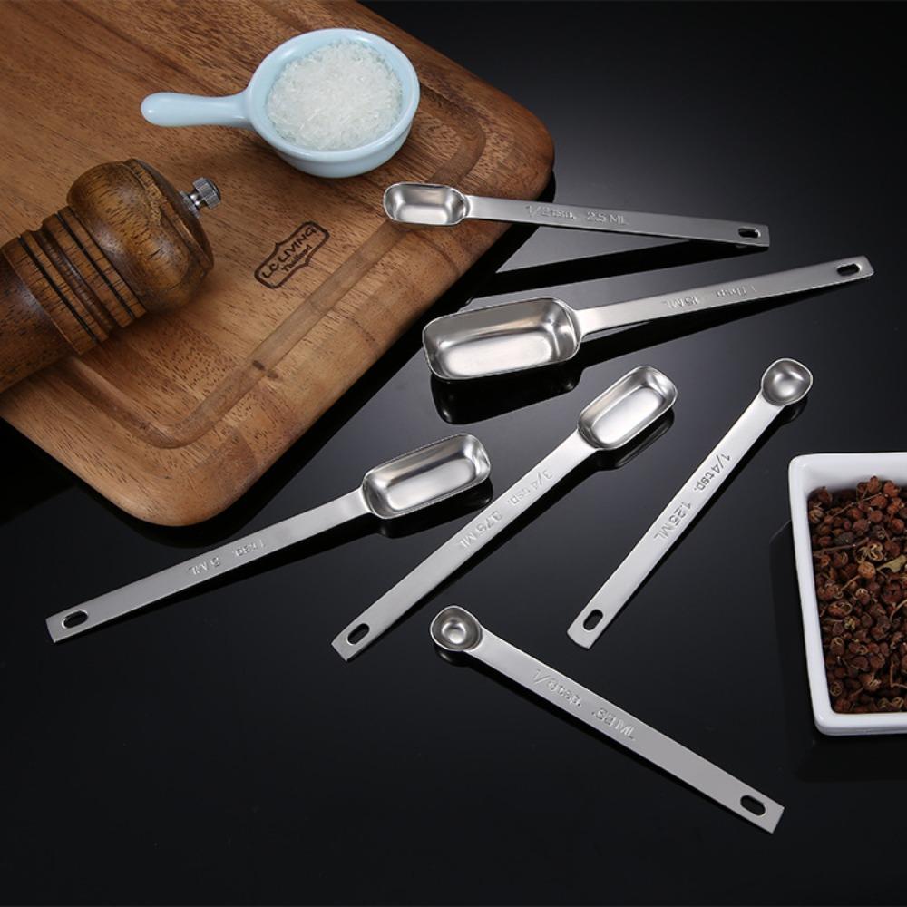 6pcs Long Handle Graduated Spoon with Scale Baking Spoon Household Coffee Scoop  Bar