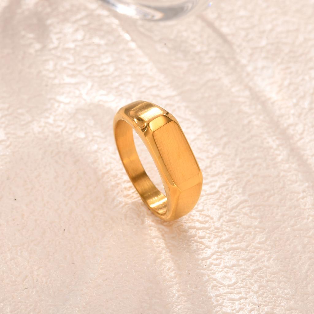 Anillo Sello Personalizado para Mujer, Anillo Grueso Redondo con Sello de Inicial, Acero Inoxidable Punk Moda Genuina Joyería Regalo Para Chicas