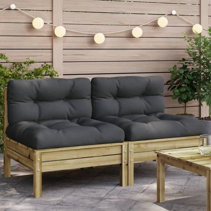 VidaXL Garden Sofa Without Armrests and Cushions 2 Pcs, Seats with Backrest, Patio Terrace Backyard Furniture 838164