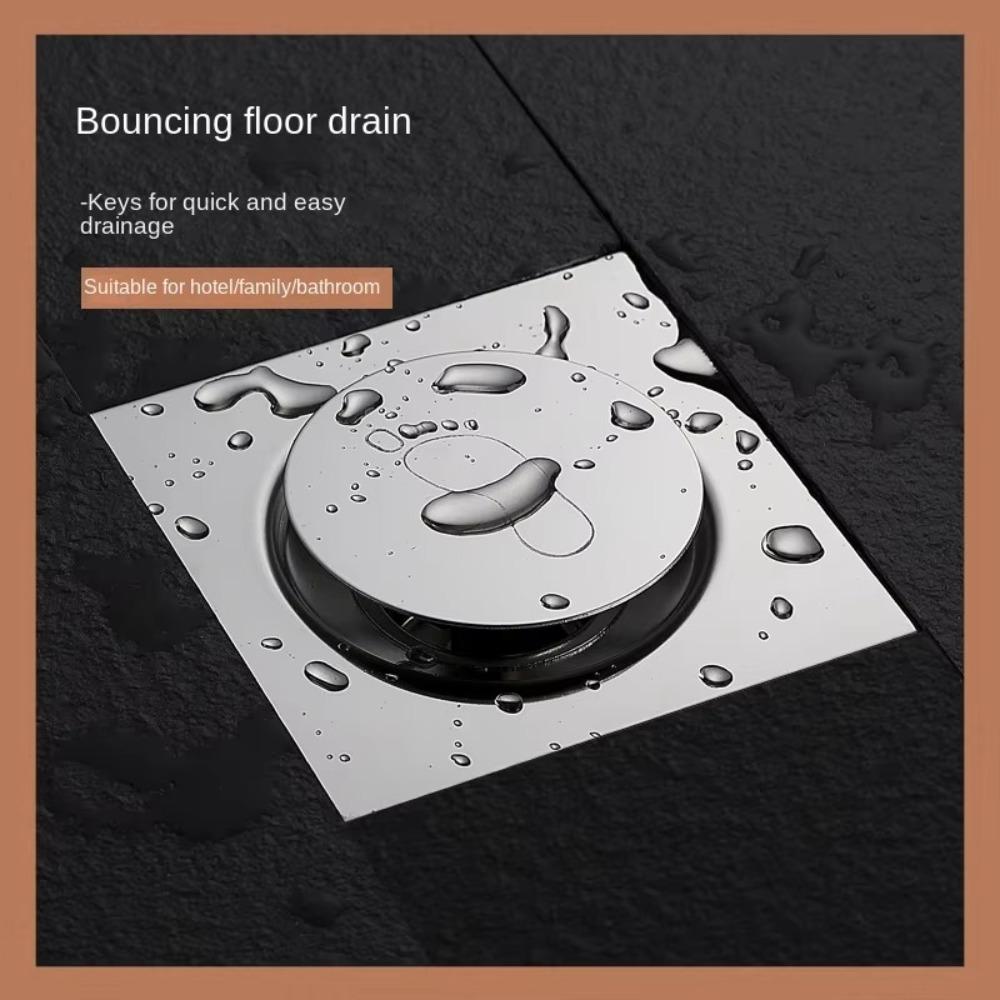 Pop Up Bounce Press-Type Floor Drain Metal Sewer Floor Strainer Useful Shower Foot Floor Drain