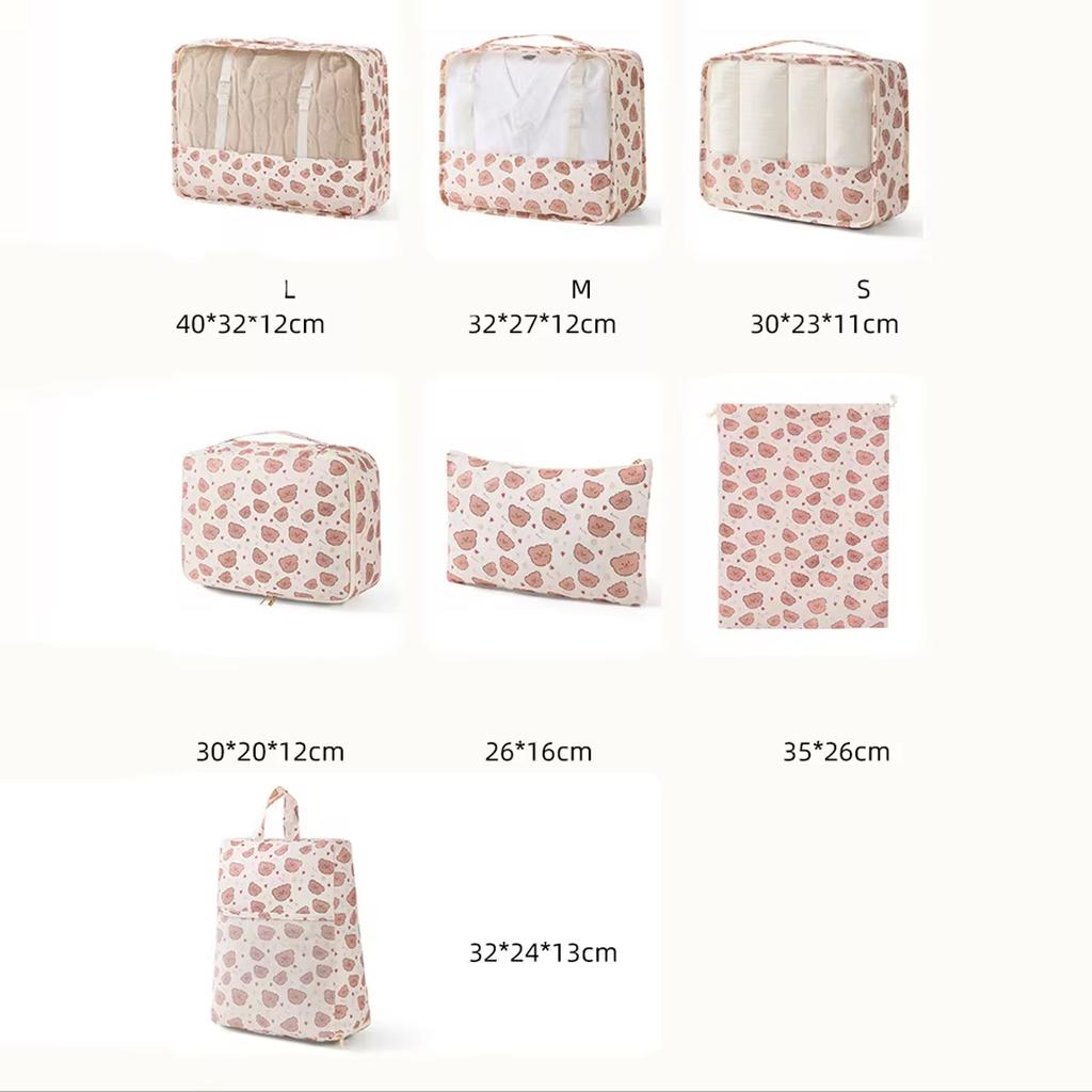 7-piece Set Travel Bag Organizer Clothes Box Blanket Shoes Packing Cubes For Suitcases Packaging Supplies Traveling Essentials