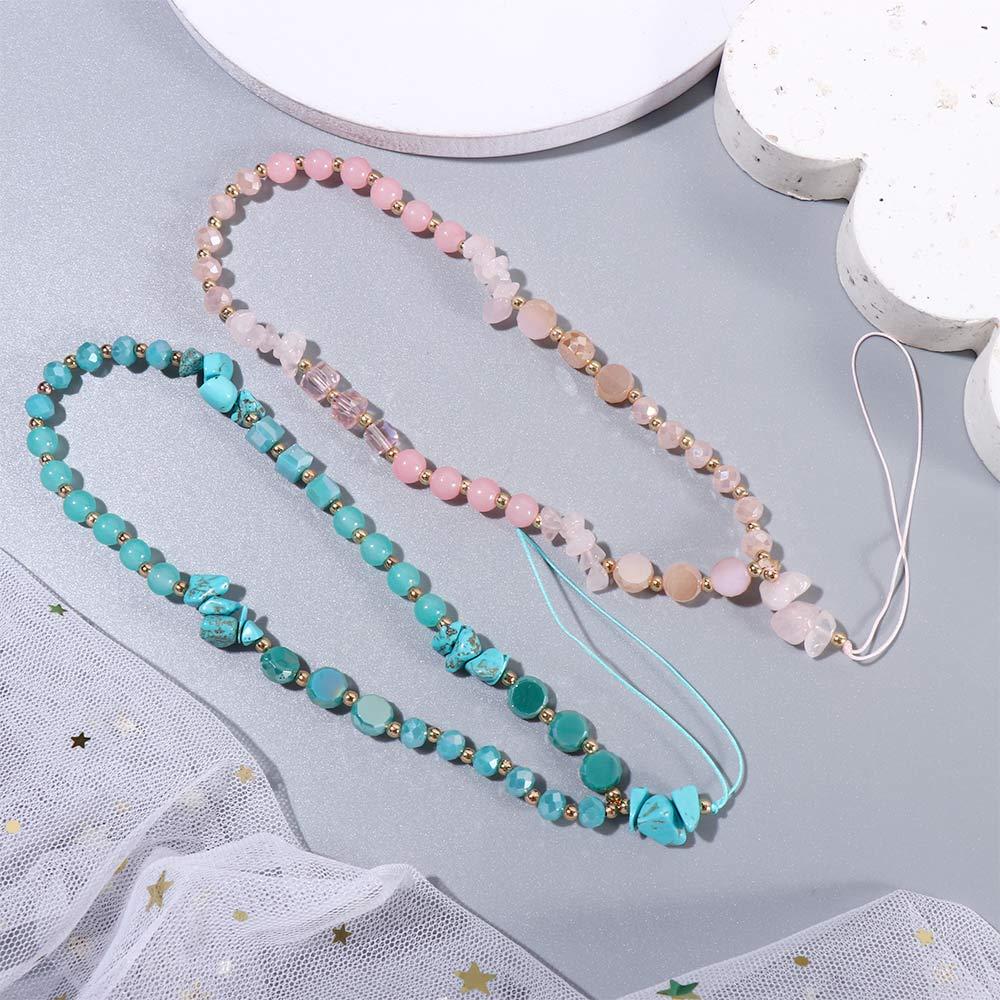 Gravel Pearl Mobile Phone Strap Cell Phone Lanyard Letter Beads Chain Crystal Stone Beads Lanyard