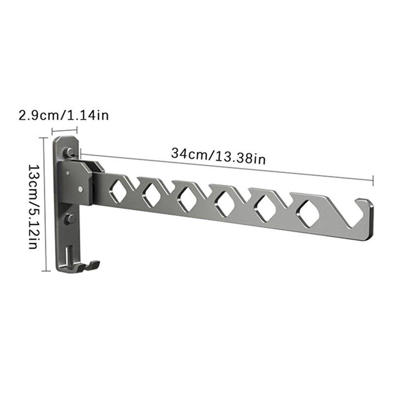 Wall Mounted Clothes Drying Rack 180° Adjustable Aluminum Alloy Foldable Space-Saving Clothes Hanger Stand