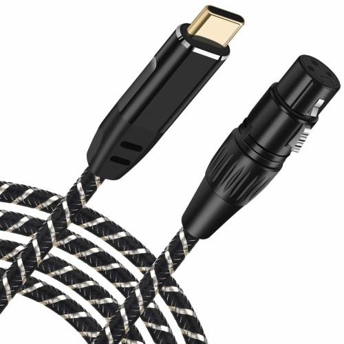 USB C Microphone Cable, 2M USB C To XLR Recording Cable, 93dB Low Noise Studio, XLR Balanced Connection for Condenser Microphones, AV Amplifiers, Spea