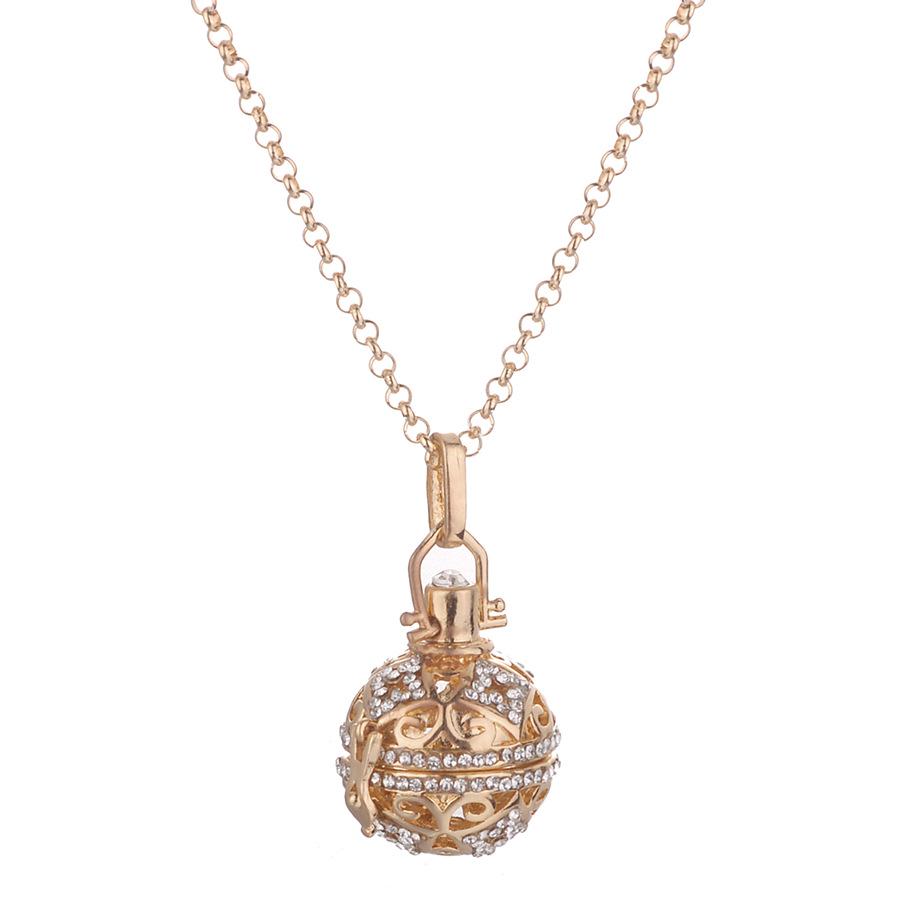 Rhinestone Lantern Incense Burner Cage Necklace - European  American Style