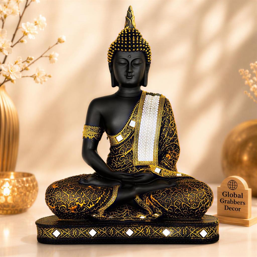New Limited Edition 25 Centimetre Meditating Sitting Buddha Idol Statue Showpiece Home Decor Decoration Items for Living Room and Gifts