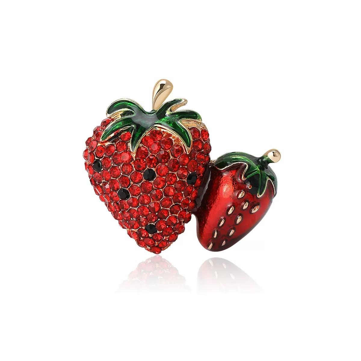

Strawberry Brooches For Women Lady Shining Rhinestone Fruits Party Office Brooch Pins Gifts Decoration
