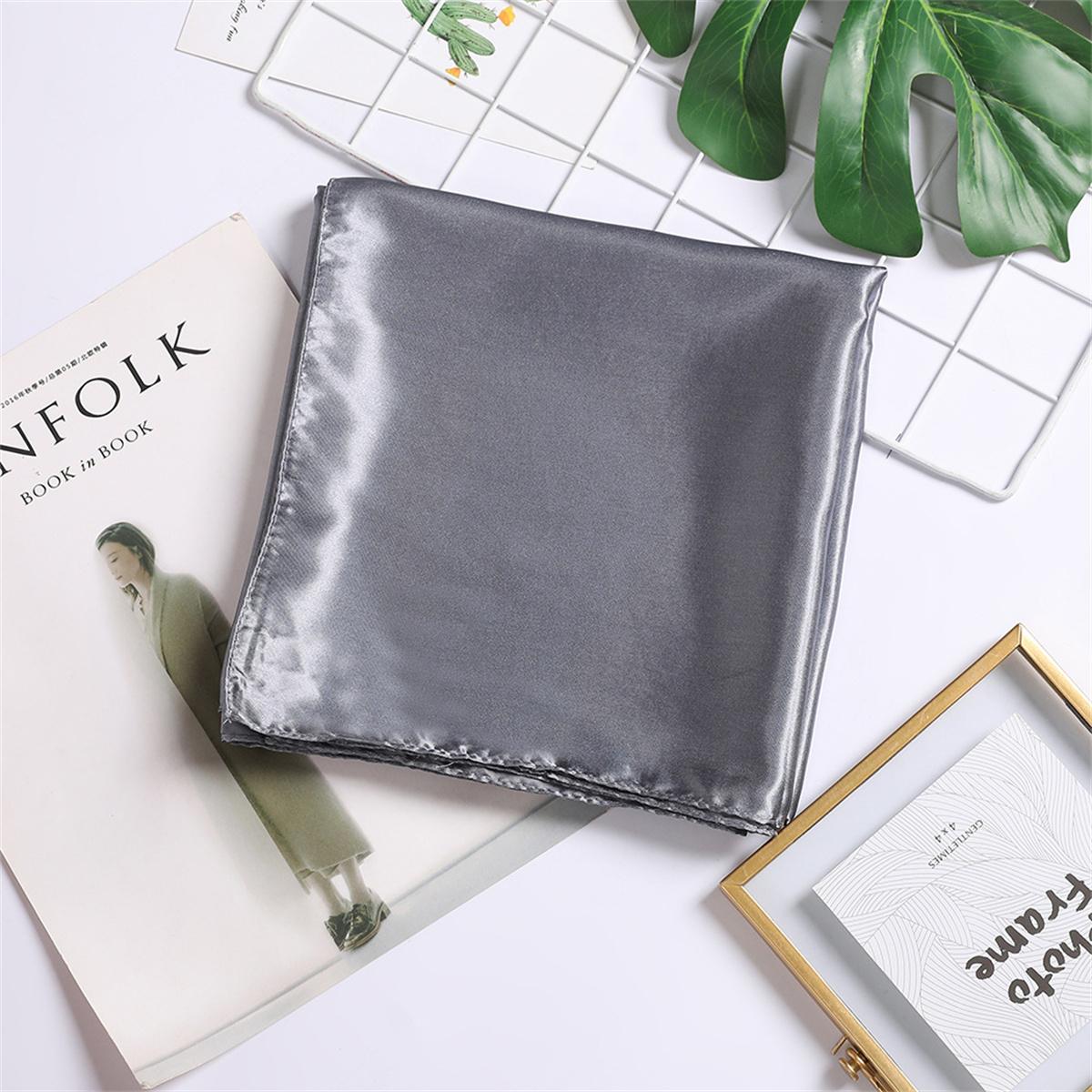 

Новый однотонный женский большой квадратный шарф 90 см из искусственного шелка оптом модный однотонный шарф повседневный платок женский