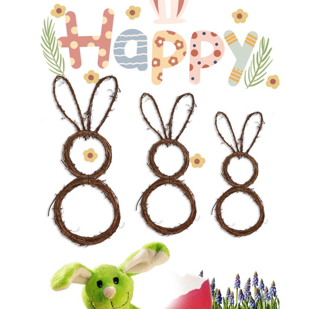 Easter Bunny Wreath Decoration DIY Folded Rattan Wreath Base Easter Decorations For Home Handmade Rabbit Farmhouse Decor