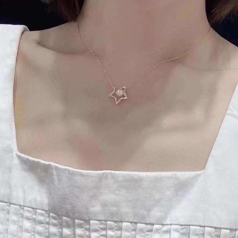 DIY Star Necklace Pendant: S925 Silver Setting for 7-8mm Round Pearls