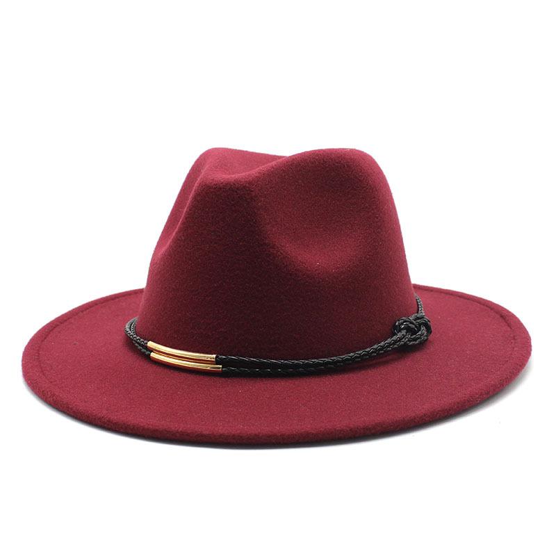 Hat Men'S And Women'S Jazz Hat Quarterly British Retro Belt White Top Hat Woolen Gentleman'S Hat