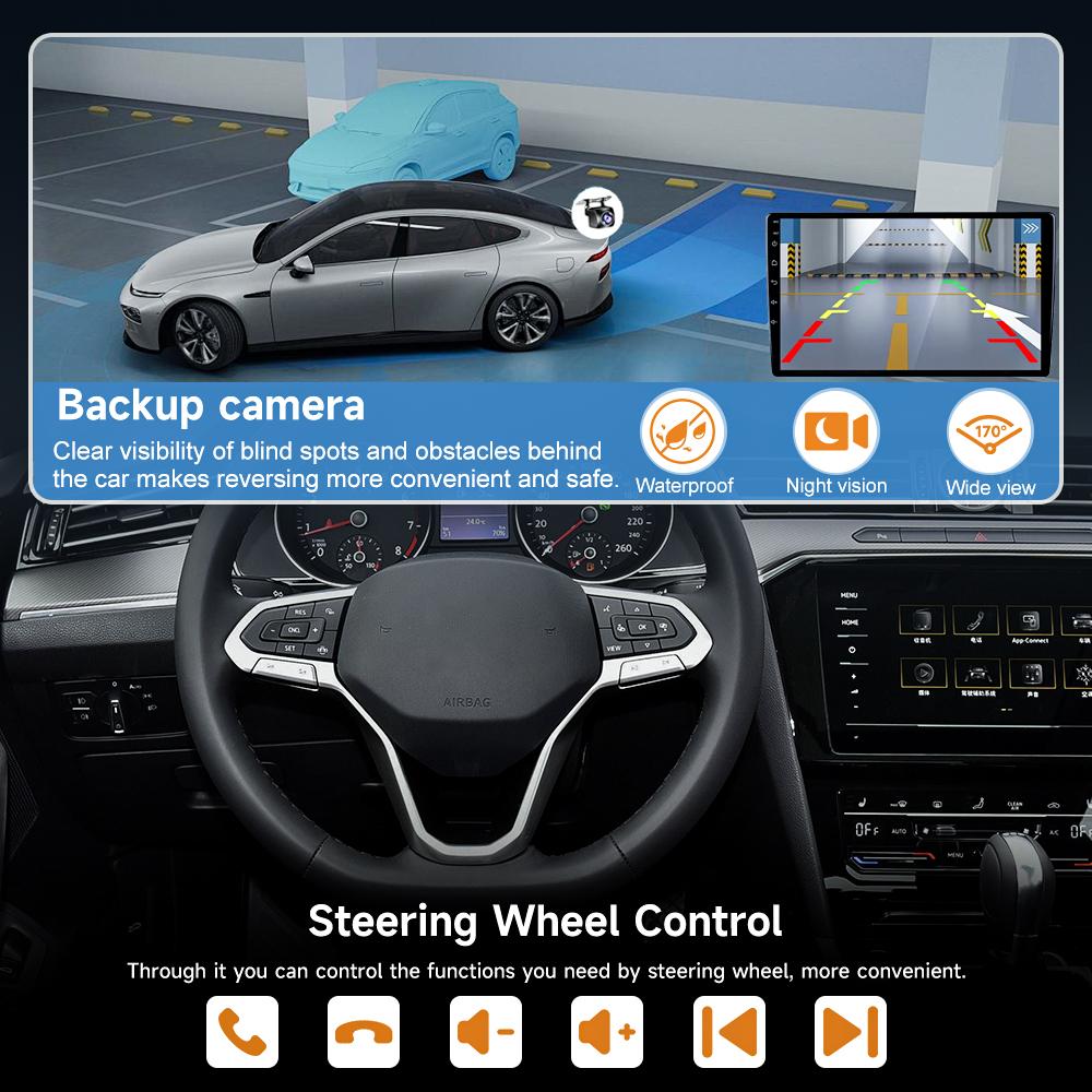 Autoradio Android 16 universel 9/10 pouces, CarPlay, Android Auto, GPS, lecteur multimédia, WiFi, écran QLED, BT 2 DIN