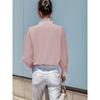 YYFS Women's Fashion Casual Spring Fall Solid Color Print Long Sleeve Stand-Neck Blouses & Shirts