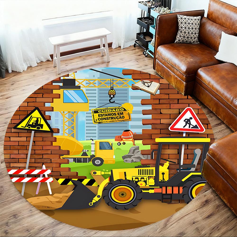 1pc construction site Round Chair mat Area Rug - Non-Slip, Floor Mat for Office, Bedroom, and Indoor Decor c1125411