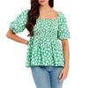 Be You Womens/Ladies Waffle Square Neck Puff Sleeve Blouse