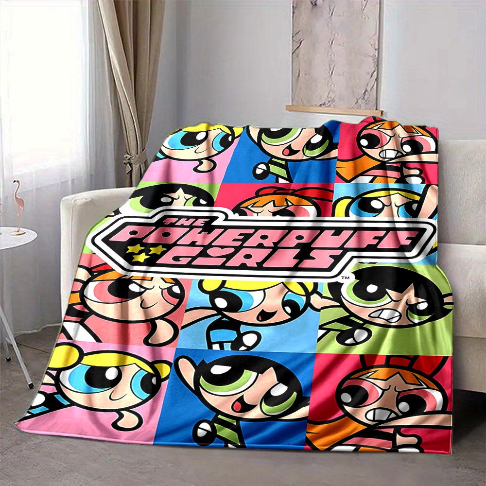 1pc Powerpuff Girls Flannel Throw Blanket - Lightweight Soft Warm All-Season Blanket for Sofa, Bed, Travel, Camping  L1029188