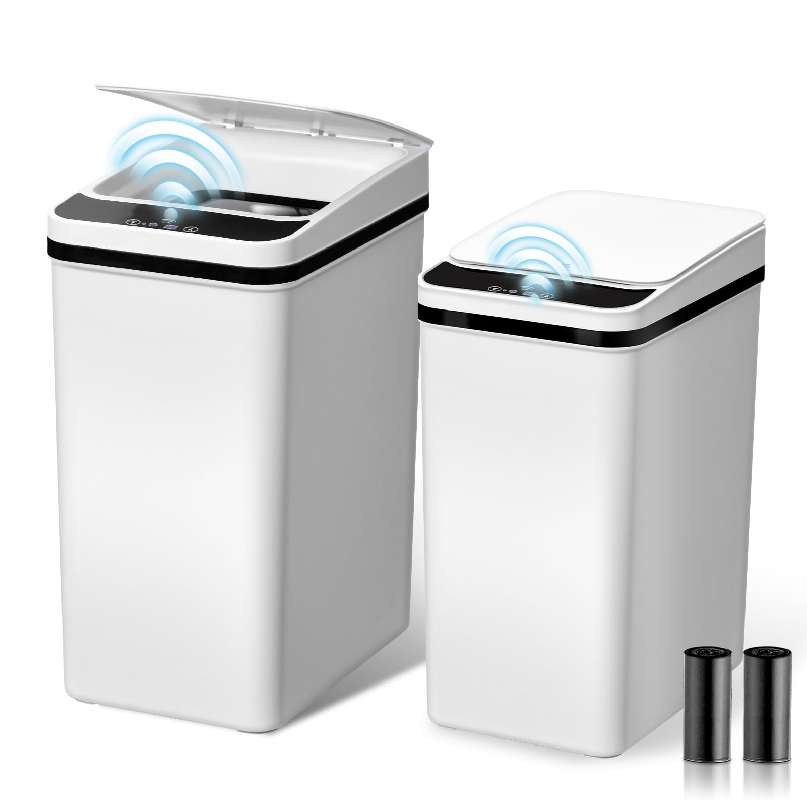 

of DARISHM 9L 15L Trash Can Automatic with Lid White Sensor Stylish Kitchen with Lid [Set 2] білий