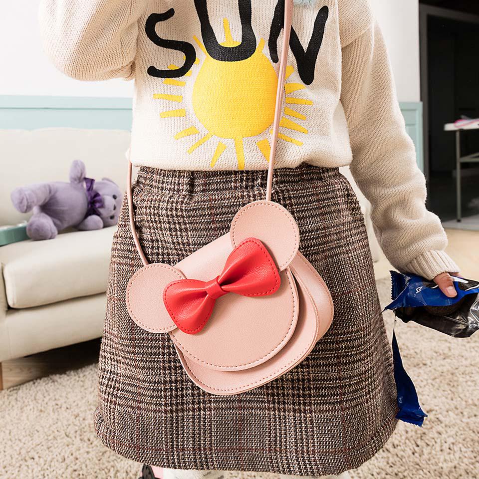 Girl Coin Purse Children Wallet Small Coin Box Bag Cute Mouse Bow Kid Money Bag Baby Rabbit Shoulder Bag Purse