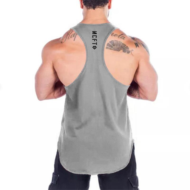 Muscleguys Fitnessstudio Tanktops Herren Bodybuilding Ärmelloses Shirt Sommer Netz Schnelltrocknend Atmungsaktiv Y-Rücken Muskel Westen Fitness Sport T-Shirts