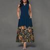 Women Summer Sleeveless V Neck Printed Maxi Dress