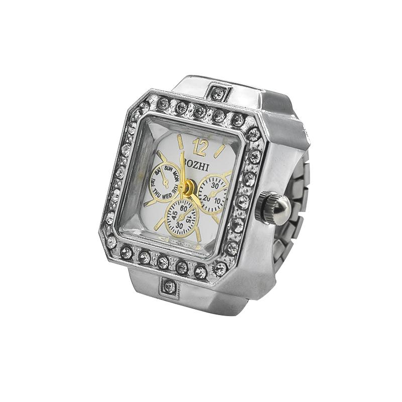 

New s Creative Diamond Set British Ring Watch Alloy Shell Finger Square Dial Couple Men And Women