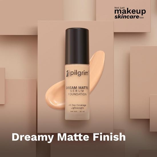 Pilgrim Medium Golden Beige Serum Liquid Foundation, Matte & Poreless,30 Ml | Foundation | Water-Resistant,All Day Coverage|All Skin Types