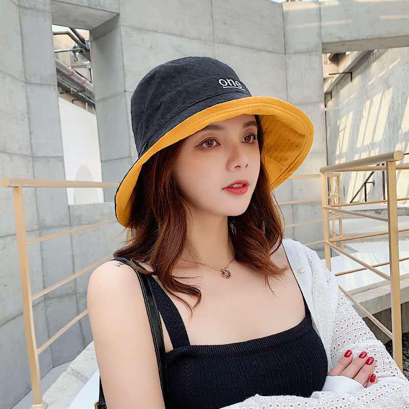 Korean Embroidered Fisherman Hat - Versatile Double-Sided Sun Protection for Women