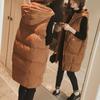 Stand Collar Hooded Down Vest Women Sleeveless Quilted Puffer Jacket Full Zip Long Coat Thick Warm