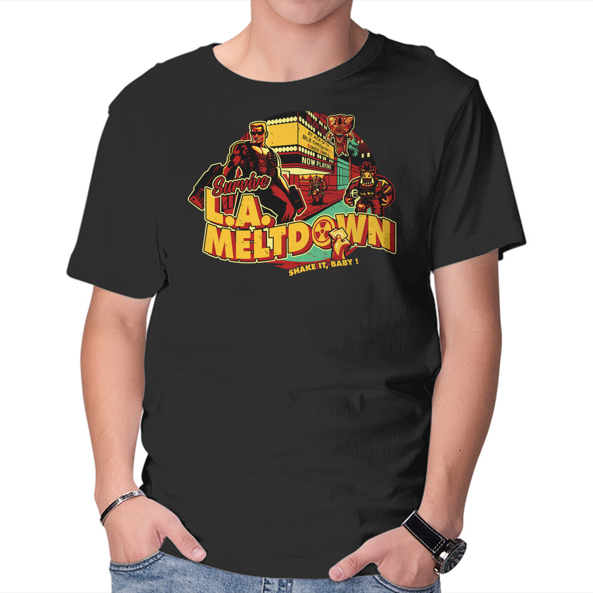 Unisex Crew Neck T-Shirt Survive LA Meltdown Graphic Short Sleeve Casual Tee XS